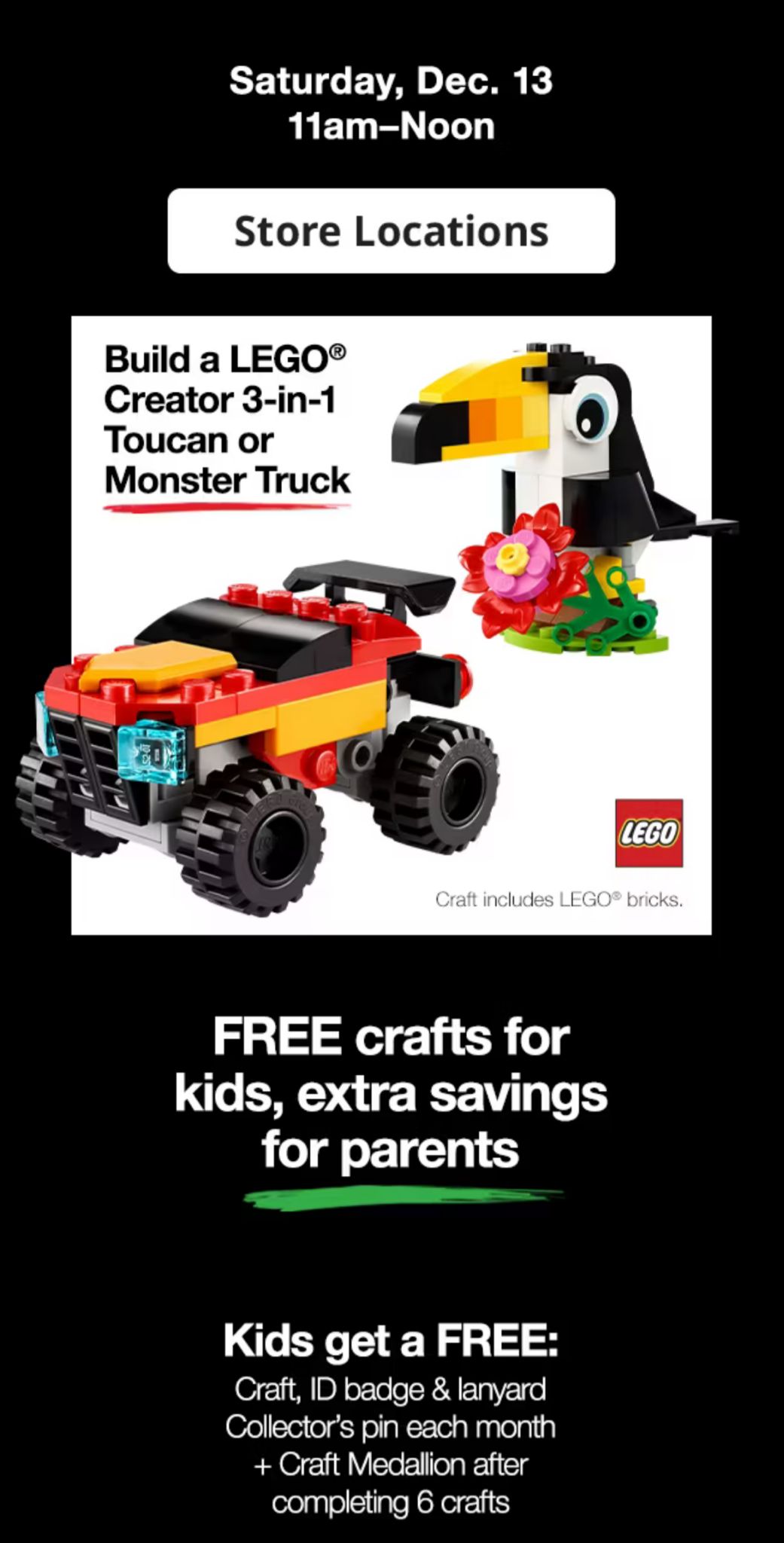Build a LEGO Creator 3-in-1 Toucan or Monster Truck