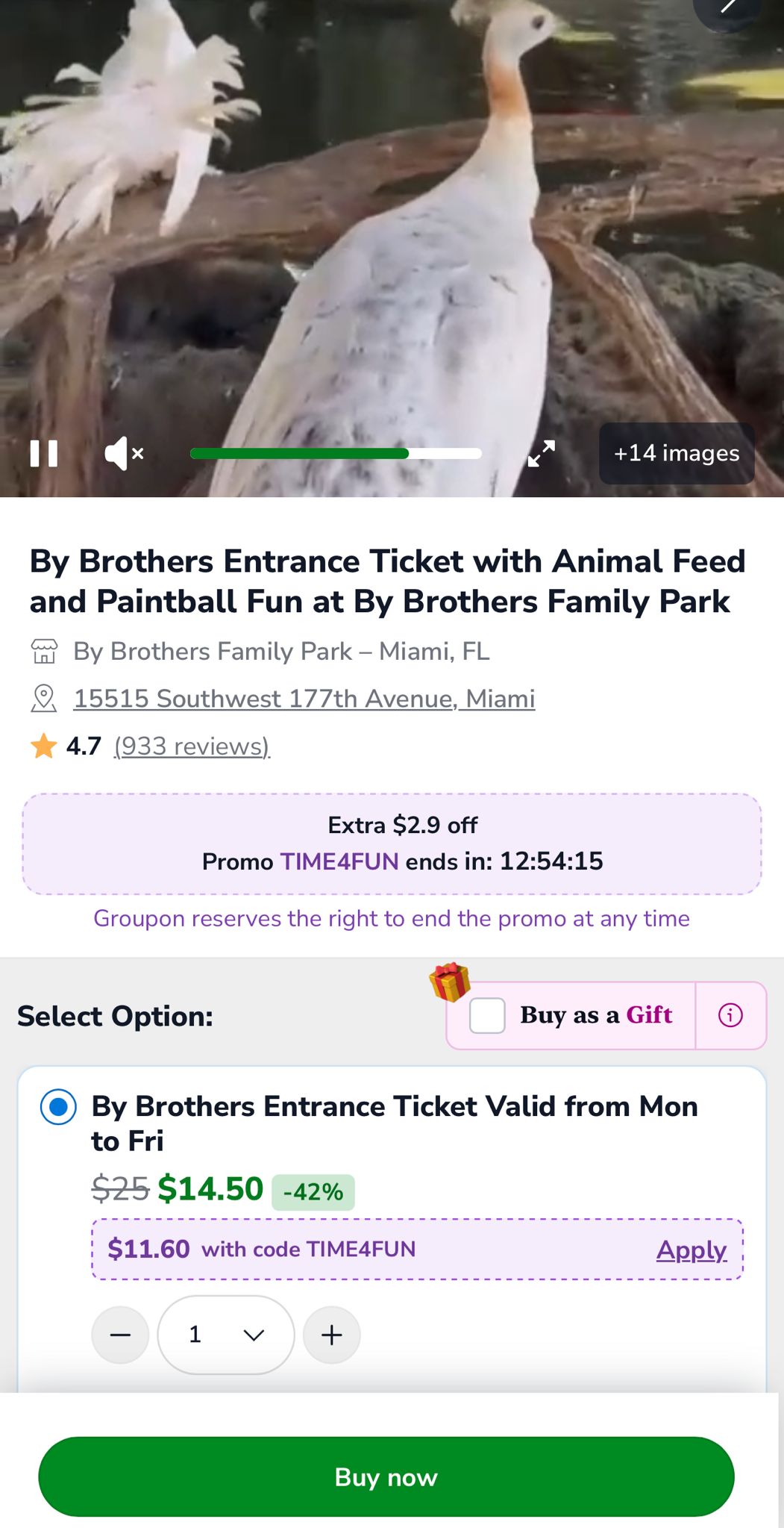 By Brothers Entrance Ticket with Animal Feed and Paintball Fun