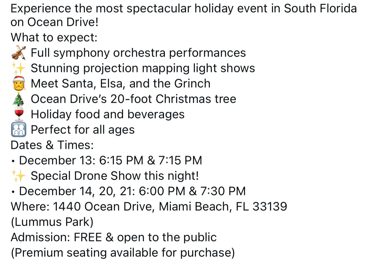 Spectacular Holiday Event on Ocean Drive