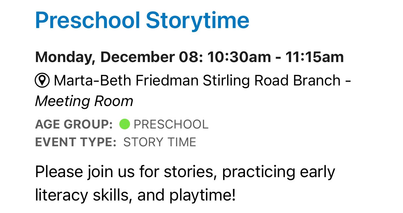 Preschool Storytime