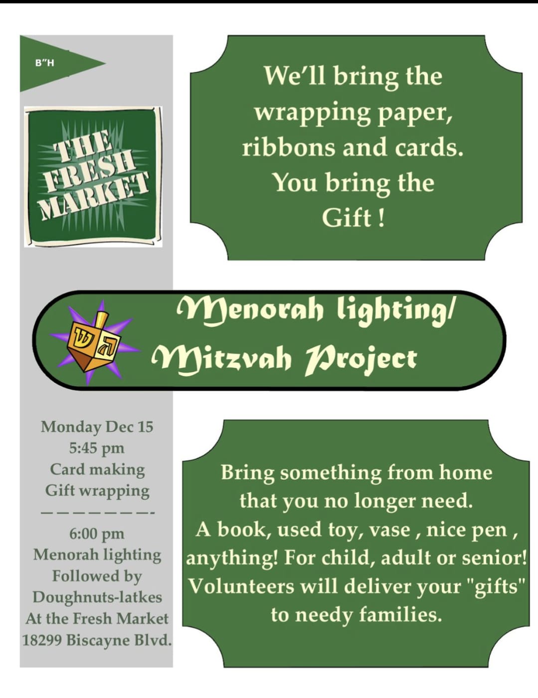Menorah Lighting/Mitzvah Project