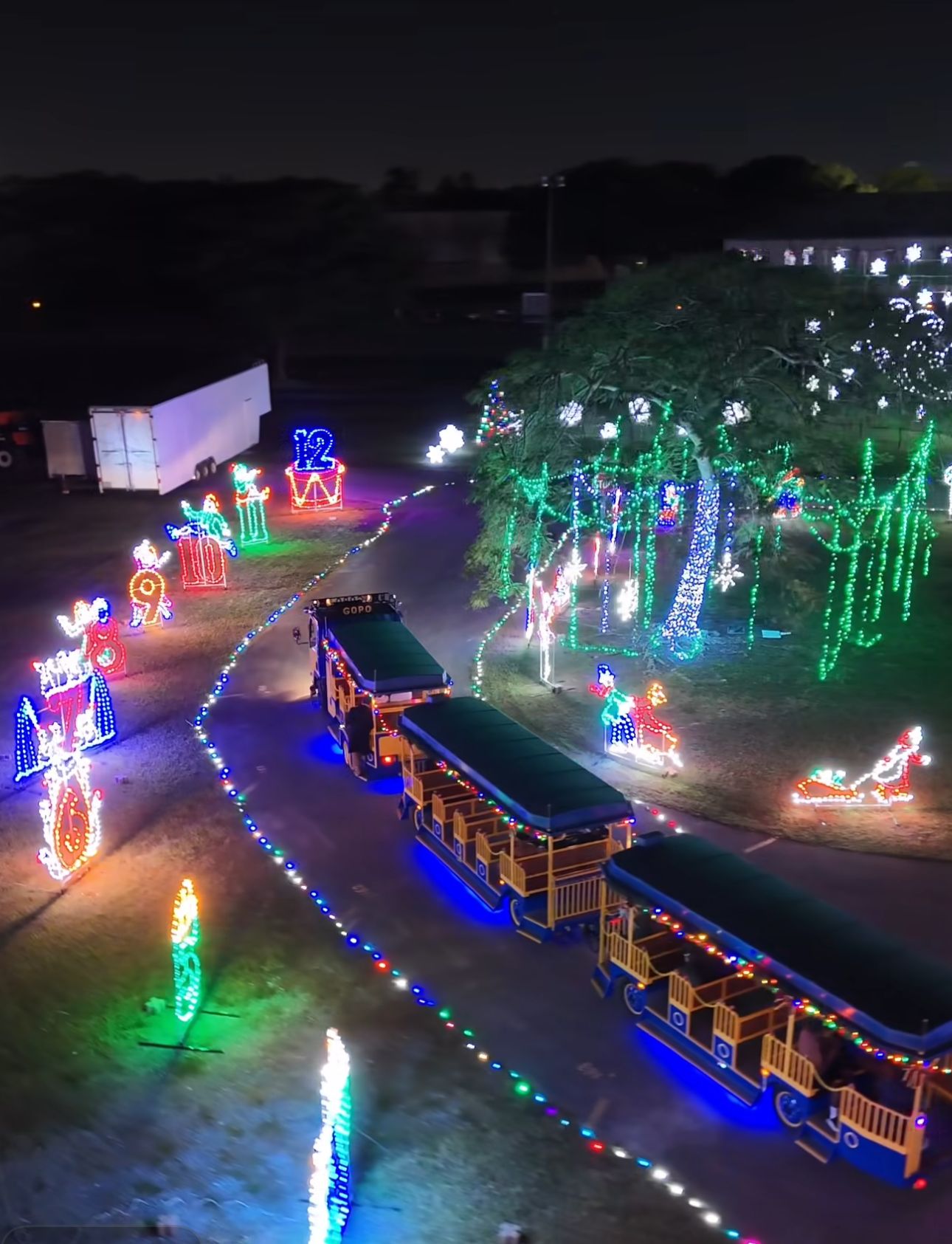 Christmas lights train