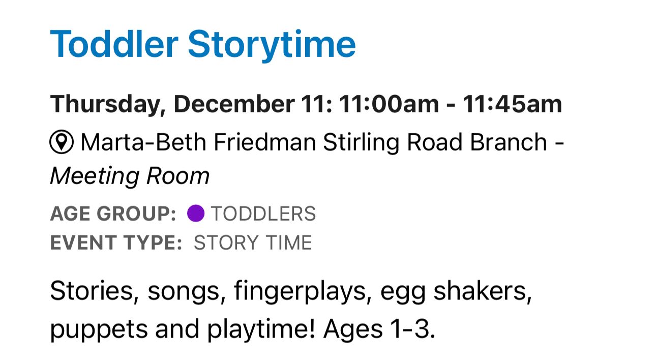 Toddler Storytime